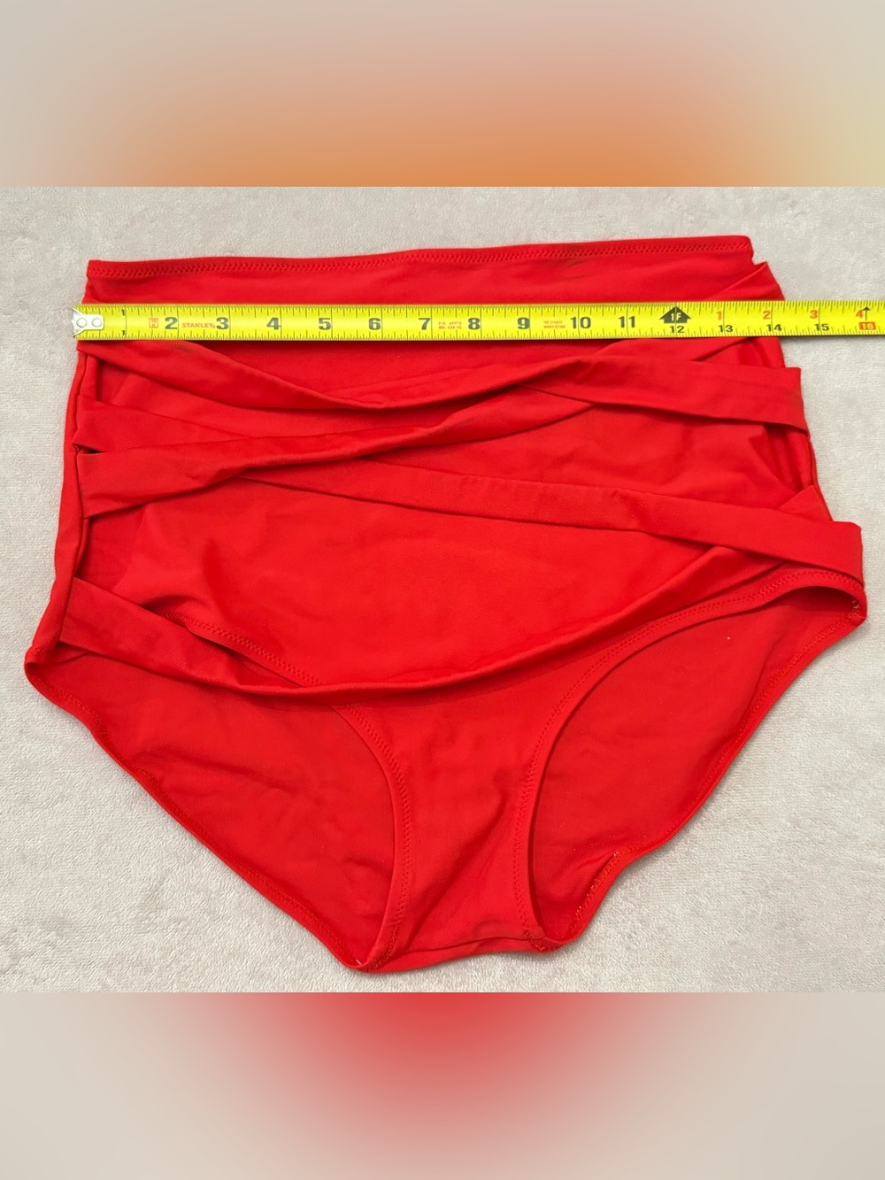 Women’s XL Two Piece Bikini Swimsuit Red High Waist Stripe Halter Bathing Suit - Picture 3 of 9